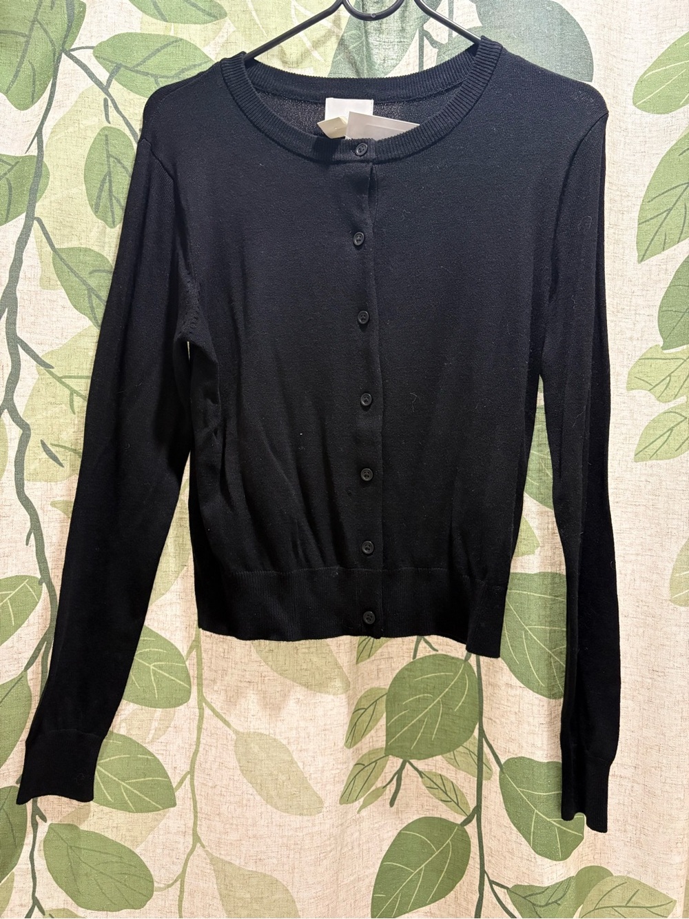 H&M Black Button-Up Crewneck Cardigan